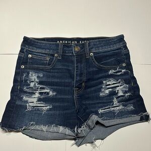 American Eagle Outfitters Women's Ripped Jean Shorts - Indigo